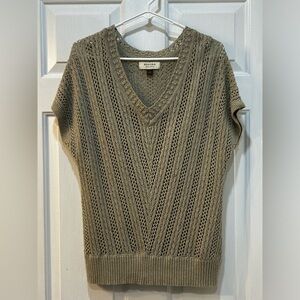 Women's Bohemian Chic Short Sleeve Sweater Sz L Cable Knit Lightweight Crochet